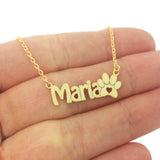 Personalized Cat Paw Name Necklace Dog Footprint Pendant Women Children Jewelry