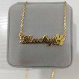 Personalized Cat Paw Name Necklace Dog Footprint Pendant Women Children Jewelry