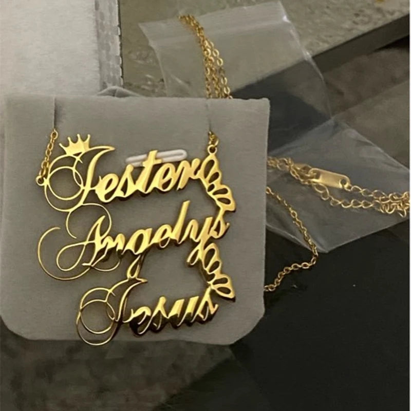 Personalized Names Necklaces Stainless Steel Crown Butterfly Choker Necklace