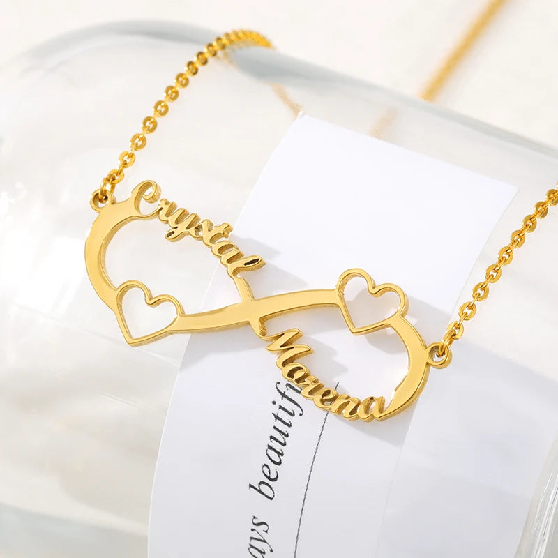Custom Heart Name Necklace, Stainless Steel