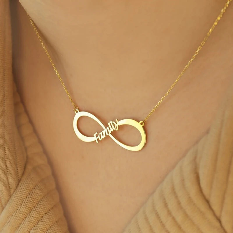 Stainless Steel Name Necklace Personalized Infinity Nameplate Pendant