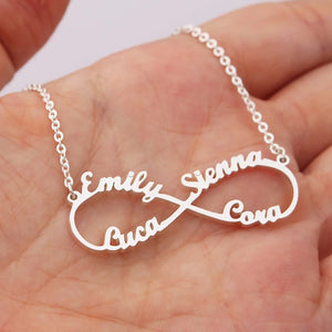 Stainless Steel Name Necklace Personalized Infinity Nameplate Pendant