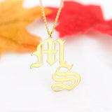 Stainless Steel Old English Double Initials Necklaces For Women