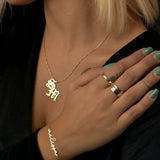 Stainless Steel Old English Double Initials Necklaces For Women