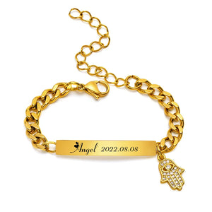 Baby Name Birth Date Bracelets Gift for Borns, Anti Allergy Stainless Steel