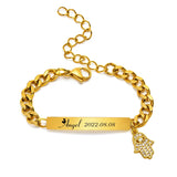 Baby Name Birth Date Bracelets Gift for Borns, Anti Allergy Stainless Steel