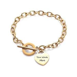 Engraving Name Charm Bangle Bracelet Stainless Steel