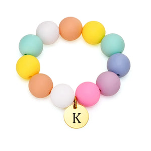 Coin Charm Bracelets for Kids, Pink Silicone Beads Bracelets