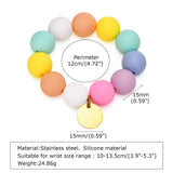 Coin Charm Bracelets for Kids, Pink Silicone Beads Bracelets