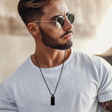Men's Waterproof Stainless Steel Initial Letter Bar Necklace