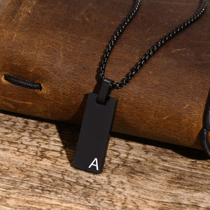 Men's Waterproof Stainless Steel Initial Letter Bar Necklace