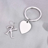 Stainless Steel A-Z 26 Initial Letter Love Heart Keychain