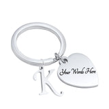 Stainless Steel A-Z 26 Initial Letter Love Heart Keychain