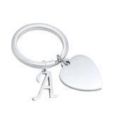 Stainless Steel A-Z 26 Initial Letter Love Heart Keychain