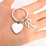 Stainless Steel A-Z 26 Initial Letter Love Heart Keychain
