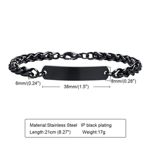 Men's Stainless Steel Bracelet, 8mm Chain Wristband