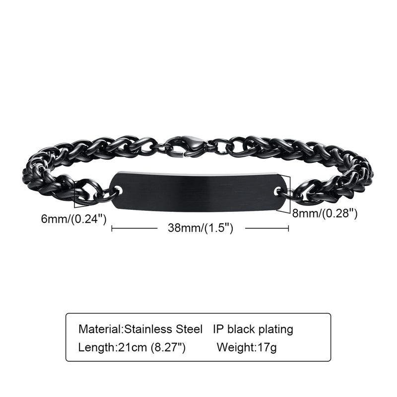 Men's Stainless Steel Bracelet, 8mm Chain Wristband