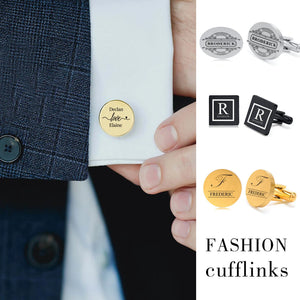 Personalized Stainless Steel Cufflinks - Engraved Logo Name Date