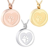 Pet Paw Print Heart Cremation Urn Locket Necklace