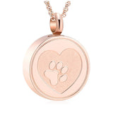 Pet Paw Print Heart Cremation Urn Locket Necklace