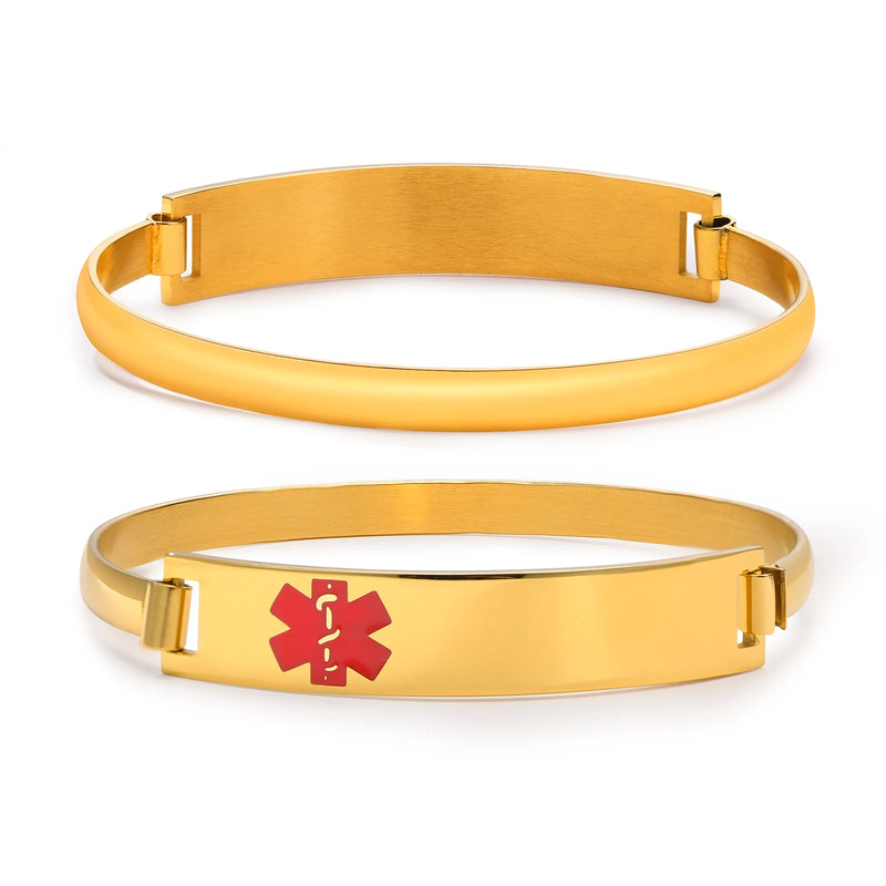 Personalized Stainless Steel Medical Alert Cuff Bracelet