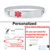 Personalized Stainless Steel Medical Alert Cuff Bracelet