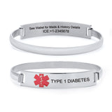 Personalized Stainless Steel Medical Alert Cuff Bracelet