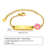 Engraved Baby Name Bracelet, Flower Stainless Steel Chain, Personalized Gift