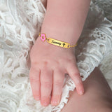 Engraved Baby Name Bracelet, Flower Stainless Steel Chain, Personalized Gift