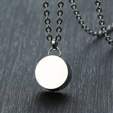 Engraved Round Tag Cremation Urn Pendant Necklace - Stainless Steel