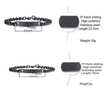 Engraved Couple ID Bracelets Stainless Steel Chain