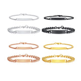 Engraved Couple ID Bracelets Stainless Steel Chain