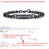 Engraved Couple ID Bracelets Stainless Steel Chain
