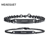 Engraved Couple ID Bracelets Stainless Steel Chain