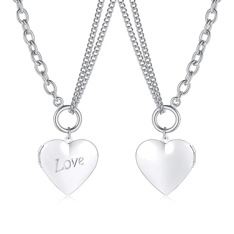 Engraving Heart Necklace Pendant for Women Birthday Universary Couples
