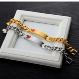 Engraved Medical Alert Bracelet Men Stainless Steel Chain Emergency Jewelry