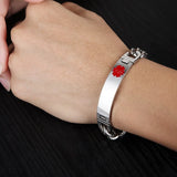 Engraved Medical Alert Bracelet Men Stainless Steel Chain Emergency Jewelry