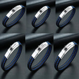 Medical Alert ID Bracelet, Steel Type 1 Diabetes Leather Wristband