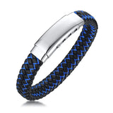 Medical Alert ID Bracelet, Steel Type 1 Diabetes Leather Wristband
