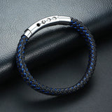 Medical Alert ID Bracelet, Steel Type 1 Diabetes Leather Wristband