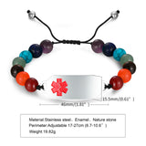 Engraved Medical Alert ID Bracelet for Women, Beaded Chain
