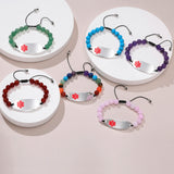 Engraved Medical Alert ID Bracelet for Women, Beaded Chain