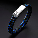 Men's Black Leather Bracelet with Stainless Steel Buckle