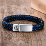 Men's Black Leather Bracelet with Stainless Steel Buckle