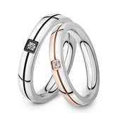 Engraved Stainless Steel Crystal Wedding Ring for Couple
