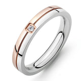 Engraved Stainless Steel Crystal Wedding Ring for Couple