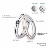 Engraved Stainless Steel Crystal Wedding Ring for Couple