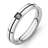 Engraved Stainless Steel Crystal Wedding Ring for Couple