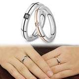 Engraved Stainless Steel Crystal Wedding Ring for Couple