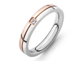 Engraved Stainless Steel Crystal Wedding Ring for Couple